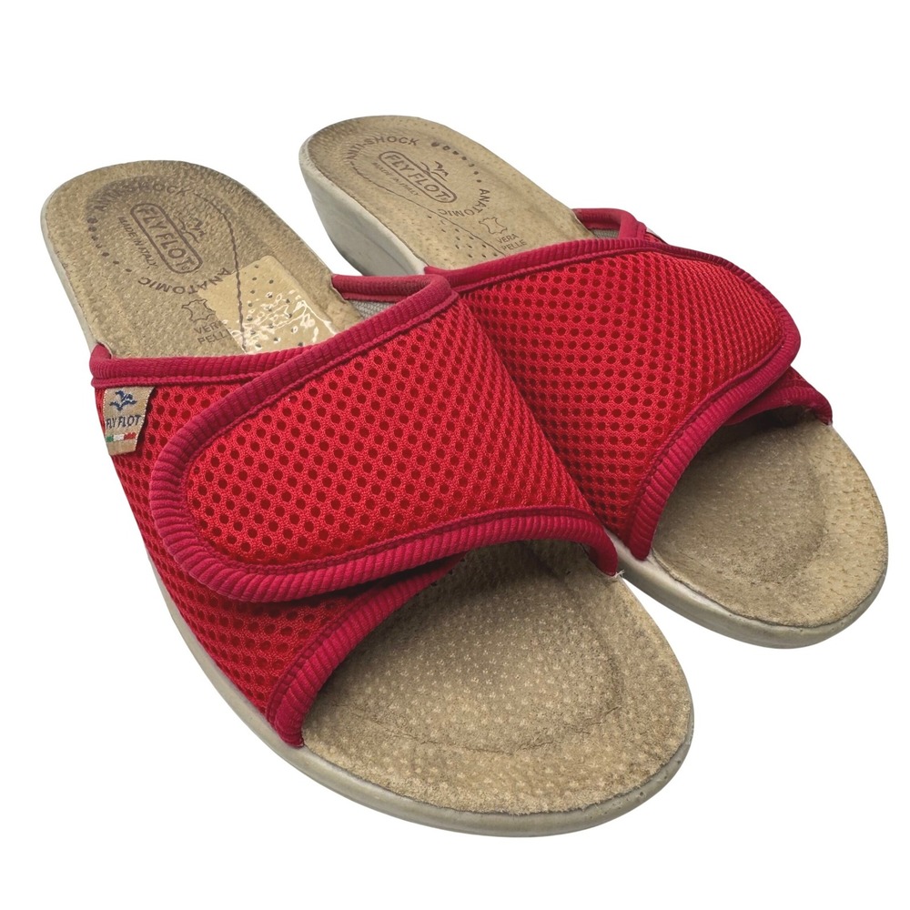 Fly Flot Red Mesh Anatomic Anti-Shock Slide Sandals Made in Italy Womens 37 US7